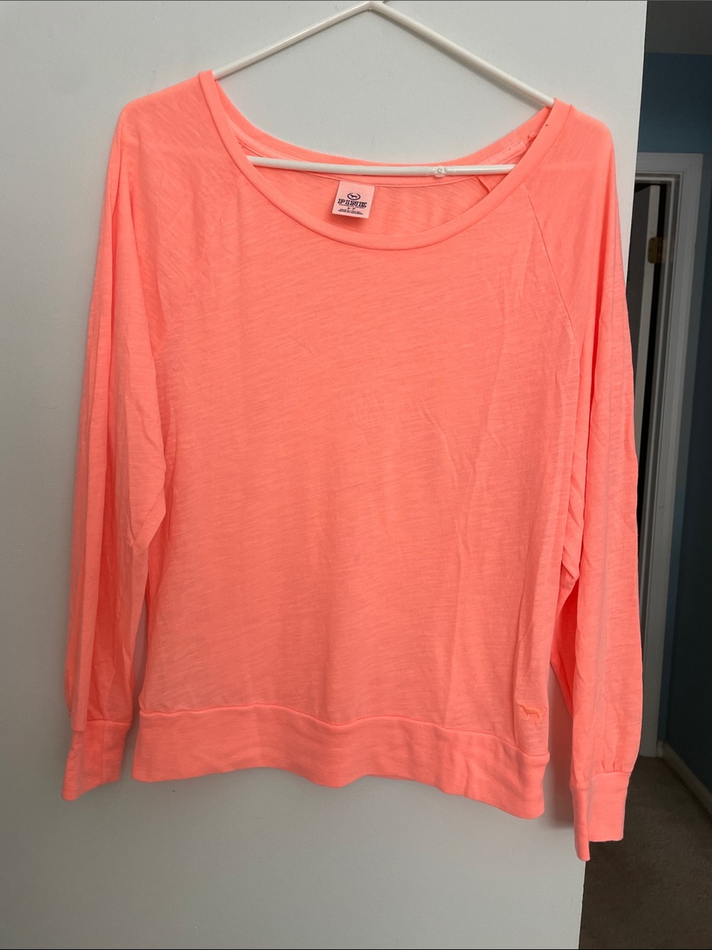 PINK Victoria's Secret Neon Coral Long-Sleeve Pullover
